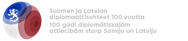 Suomen ja Latvian juhlavuoden logo
