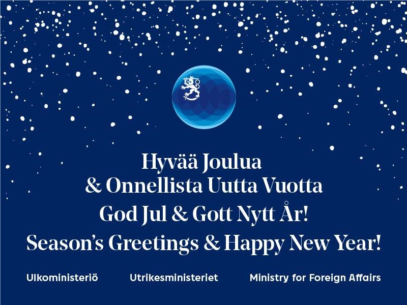 Season's Greetings and Happy New Year card from the Ministry of foreign Affairs of Finland.