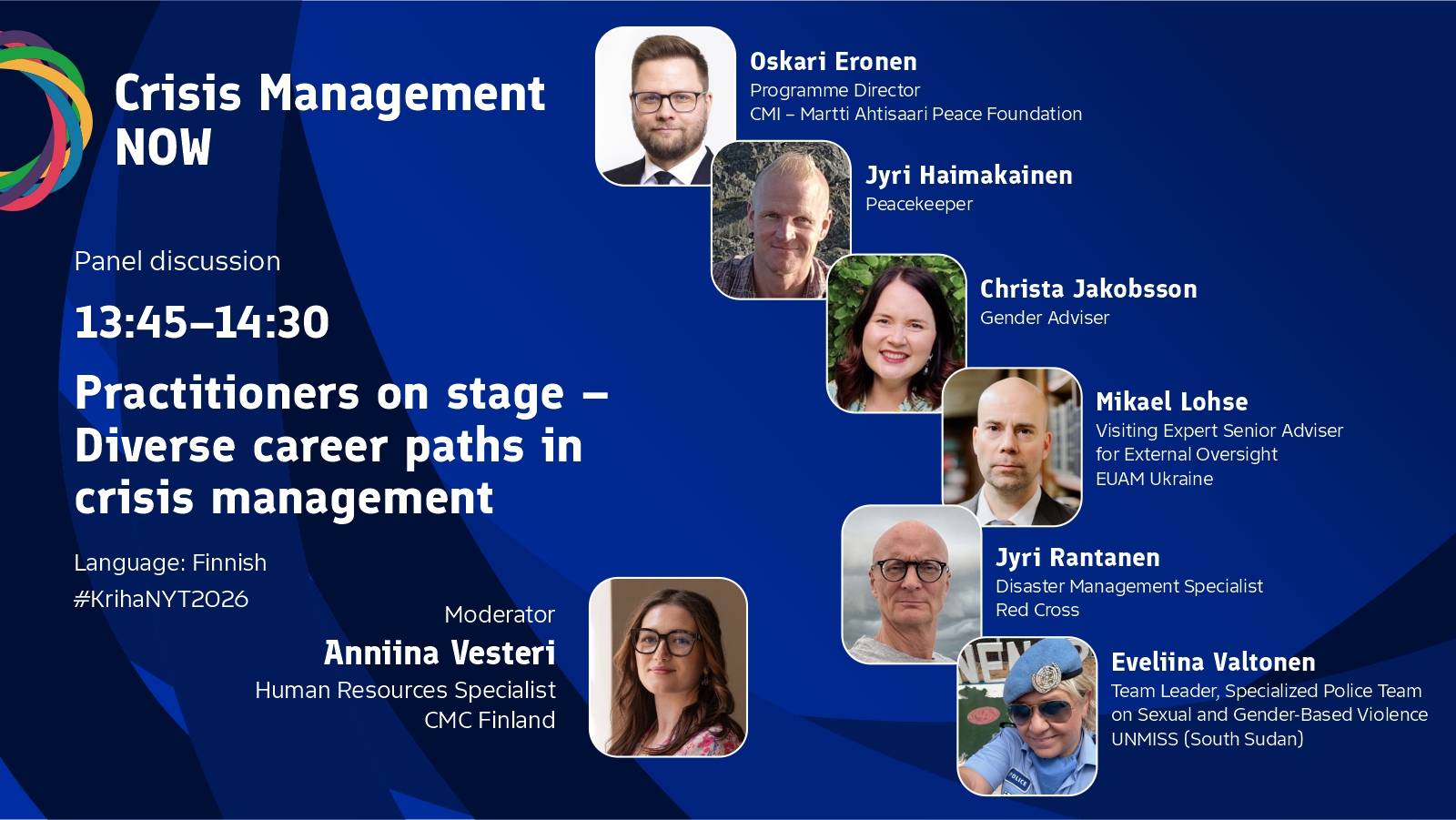 The image shows portrait photos of the panel participants. The image does not contain essential additional information; details about the speakers are provided in the accompanying text.