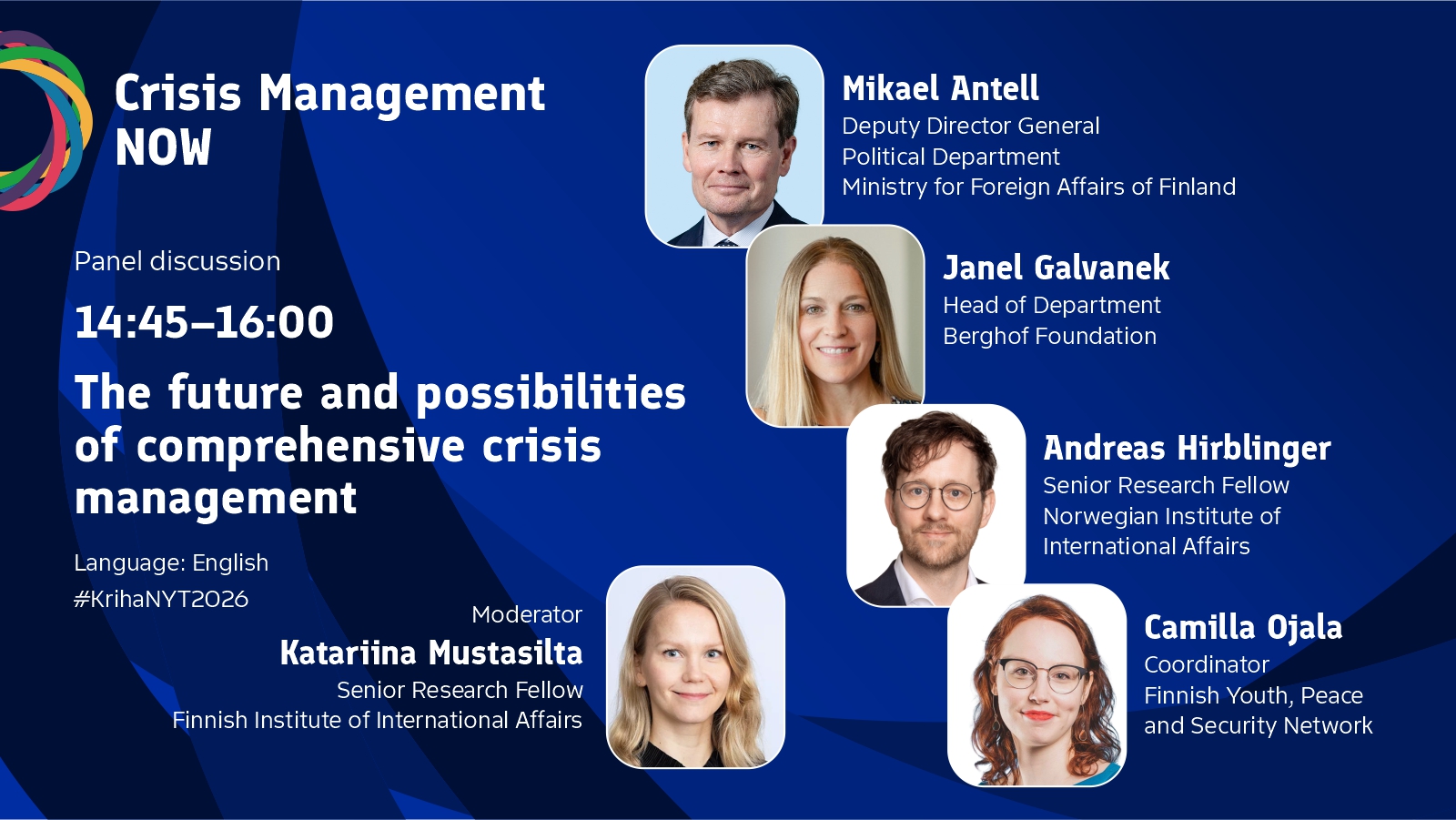 The image shows portrait photos of the panel participants. The image does not contain essential additional information; details about the speakers are provided in the accompanying text.