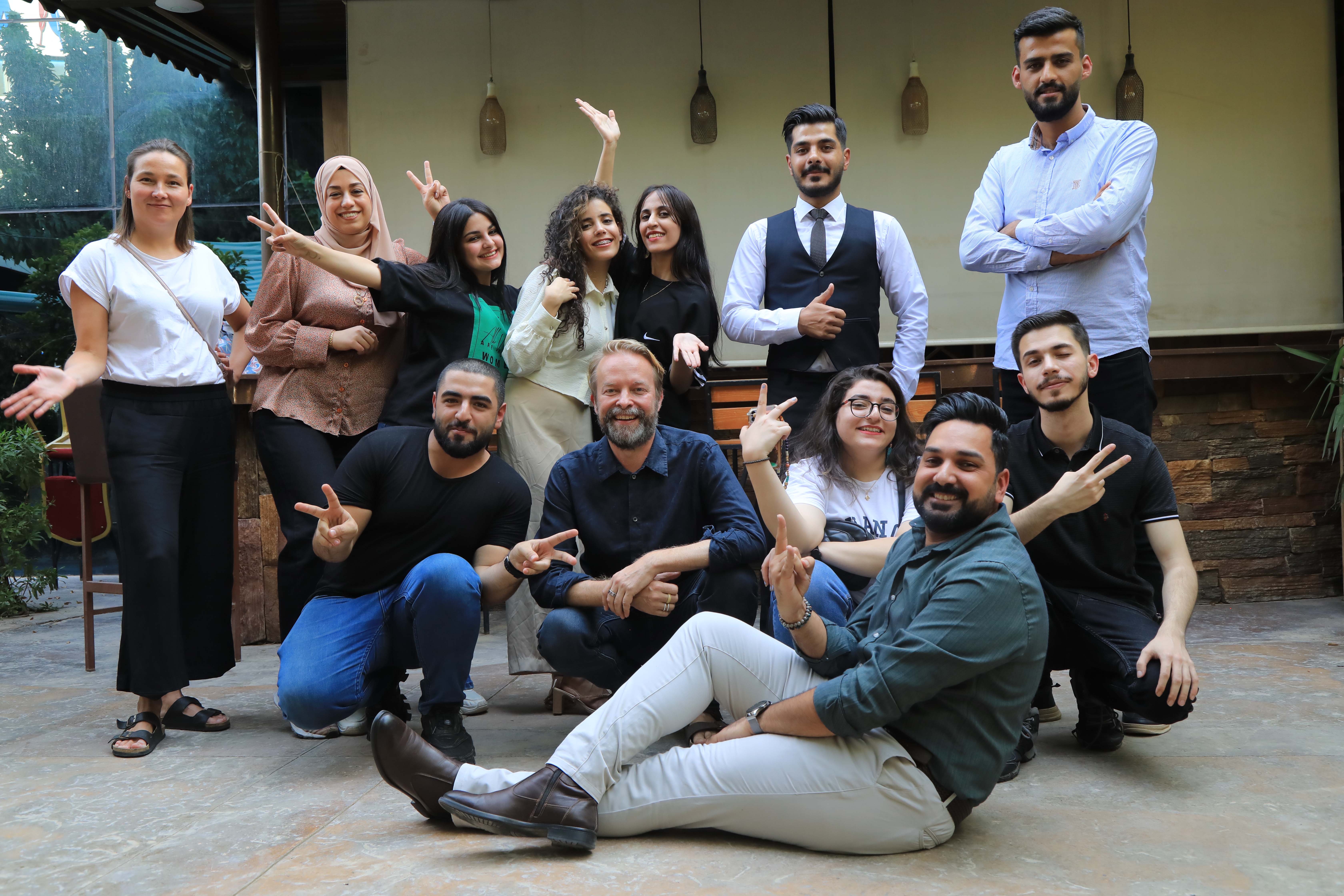 Ten men and women were selected from among more than 1,000 applications from across Iraq to participate in the young people’s workshop in Erbil. Photograph: Tech4Peace