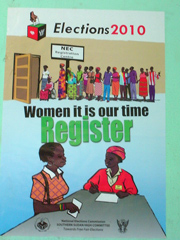 Naisia äänestämään kannustava vaalijuliste, kuva: Heidi Kumpulainen
